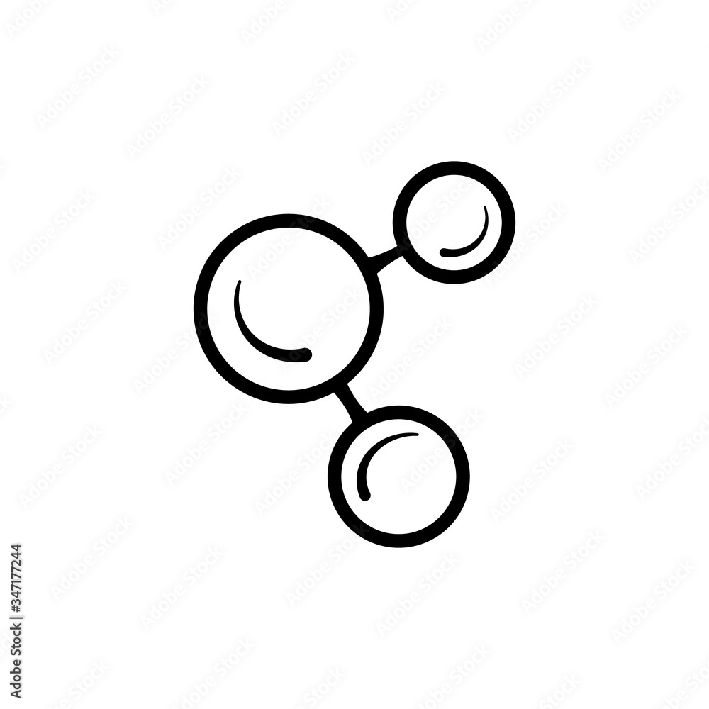 Molecular model line icon isolated on white background. Group of atoms bonded together, chemical compound, physics, organic chemistry, biochemistry element. Outline vector illustration. Molecular model line icon isolated on white background. Group of atoms bonded together, chemical compound, physics, organic chemistry, biochemistry element. Outline vector illustration.