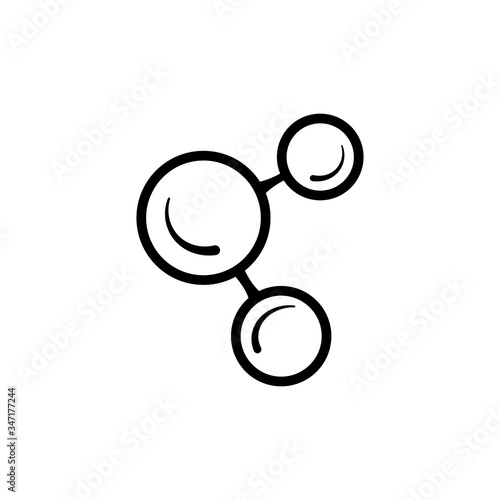 Molecular model line icon isolated on white background. Group of atoms bonded together, chemical compound, physics, organic chemistry, biochemistry element. Outline vector illustration.