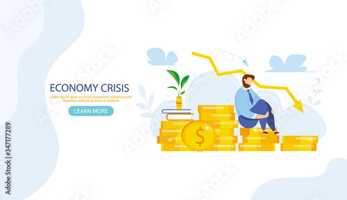 World financial crisis. Oil price drop. Collapse of the economy. Bankruptcy. Down arrow stocks graph. Economy stock market crash down. Depression amid losing money Web banner for internet site vector