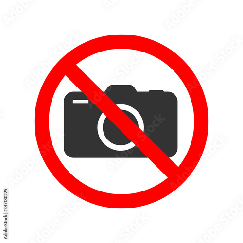 No photos prohibiting sticker symbol for places isolated on white background.