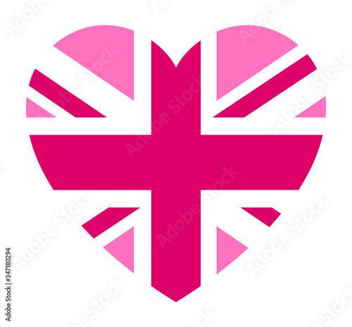 Pink Jack LGBT pride flag, in heart shape icon on white background, vector illustration
