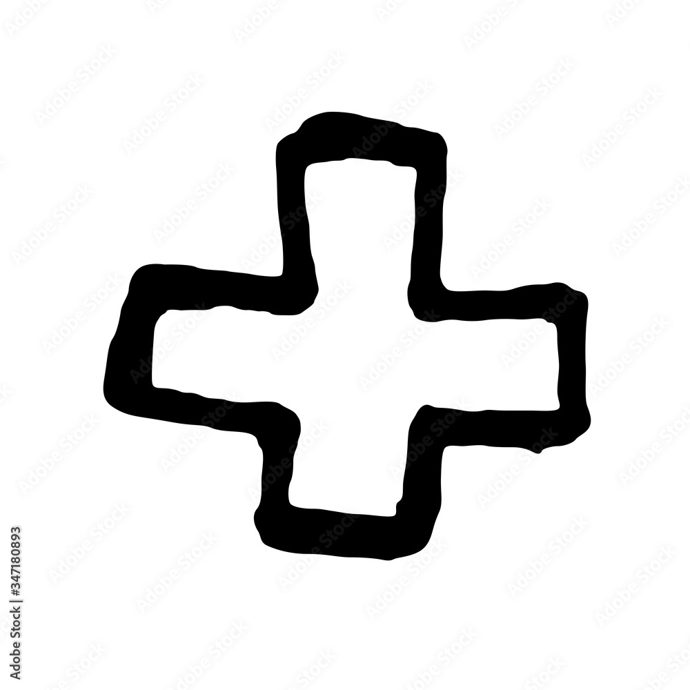 Black cross hand drawn style vector illustration. Sign, icon. Black cross hand drawn style vector illustration. Sign, icon.