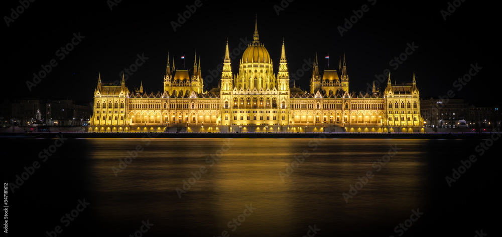 Parliament building in Budapest by night 