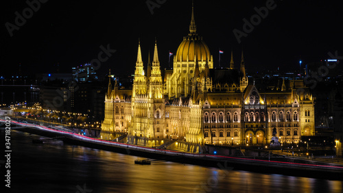 Parliament building in Budapest by night