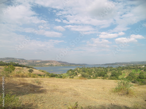 landscape with blue sky