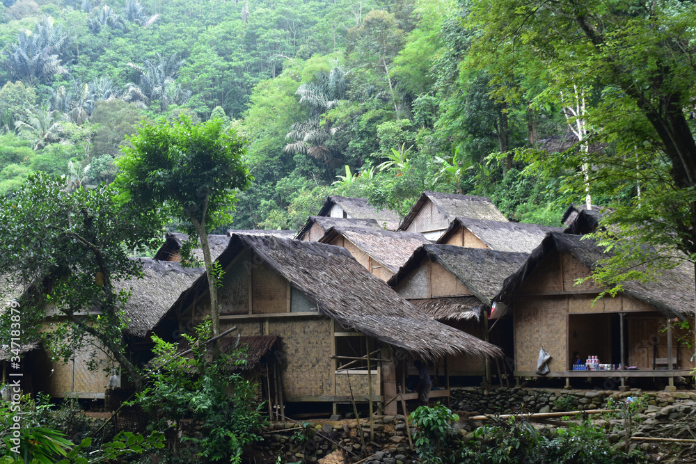 old house in the forest. Traditional house of Baduy people.
