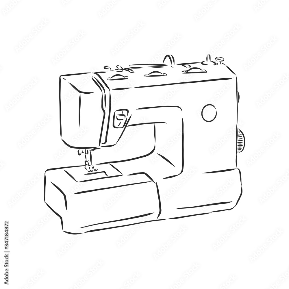 Vector illustration of a sewing machine in a simple hand drawn sketch style. modern sewing machine vector sketch illustration Vector illustration of a sewing machine in a simple hand drawn sketch style. modern sewing machine vector sketch illustration