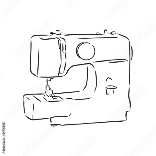Vector illustration of a sewing machine in a simple hand drawn sketch style. modern sewing machine vector sketch illustration