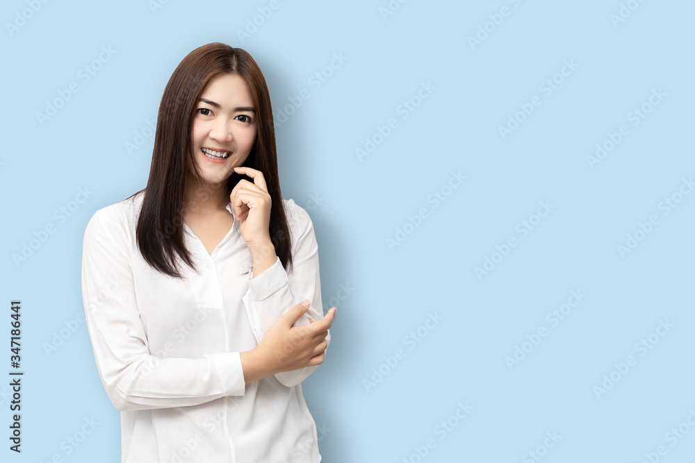 Attractive long-haired asian woman thinking Attractive long-haired asian woman thinking