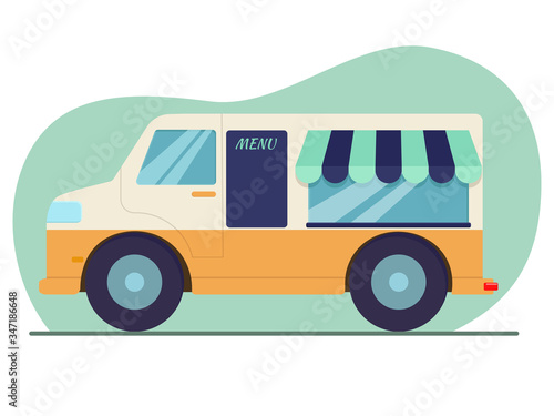Flat vector illustration: modern food truck.