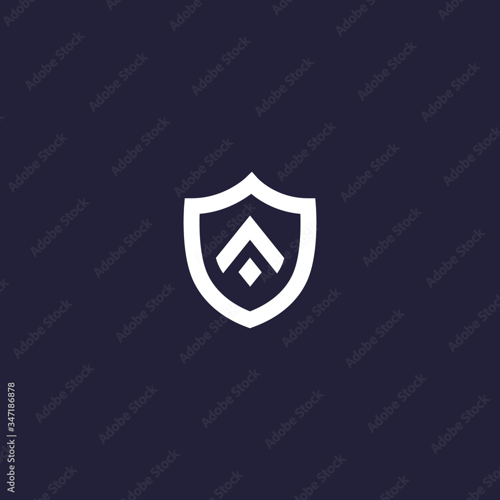 letter A shield logo design. Abstract letter A in the shield . modern and clean logo design . vector eps10 letter A shield logo design. Abstract letter A in the shield . modern and clean logo design . vector eps10