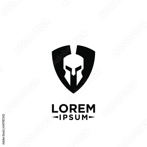 black background head gladiator spartan logo icon design