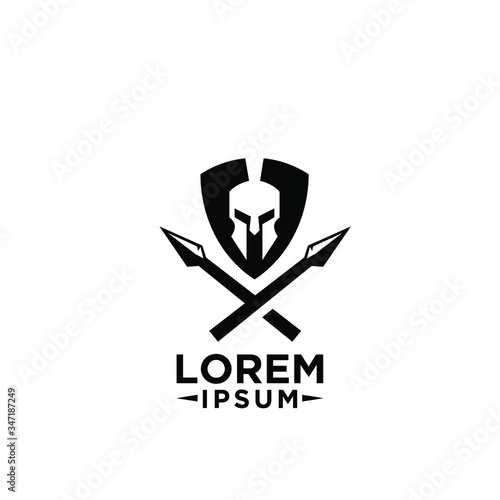 black background head gladiator spartan logo icon design