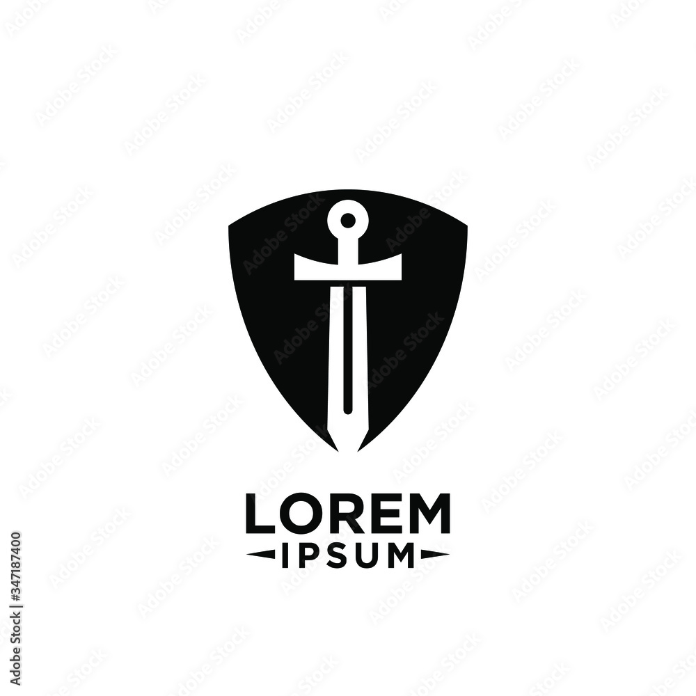 knight sword with shield logo icon design knight sword with shield logo icon design