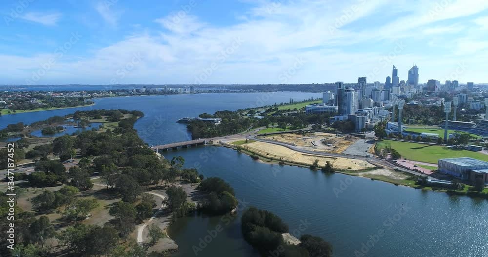 Panoramic view of the city of Perth, Australia, Aerial view, Western Australia Panoramic view of the city of Perth, Australia, Aerial view, Western Australia