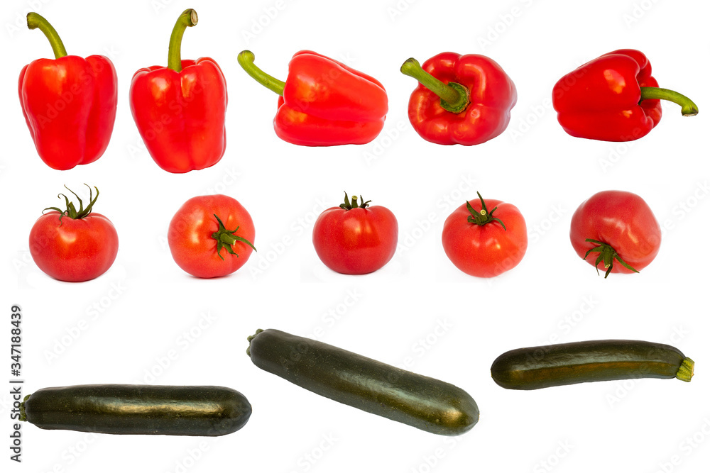 Set of vegetables. Pepper, Tomato, Courgette Set of vegetables. Pepper, Tomato, Courgette