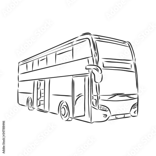 modern bus symbol, outlined vector icon. bus vector sketch illustration
