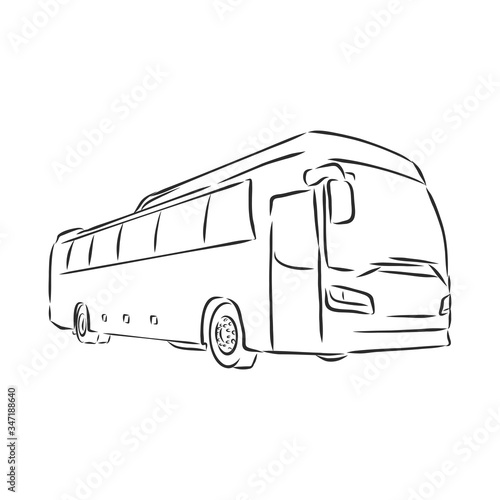 modern bus symbol, outlined vector icon. bus vector sketch illustration