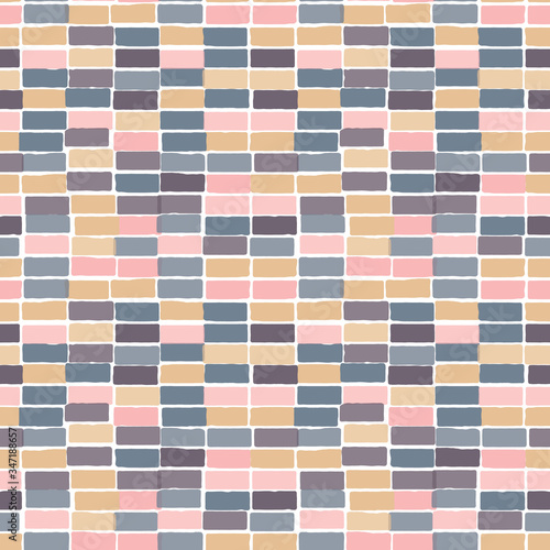 Geometric brick rectangle tile shapes. Vector repeat. Great for home decor, wrapping, scrapbooking, wallpaper, gift, kids, apparel. 