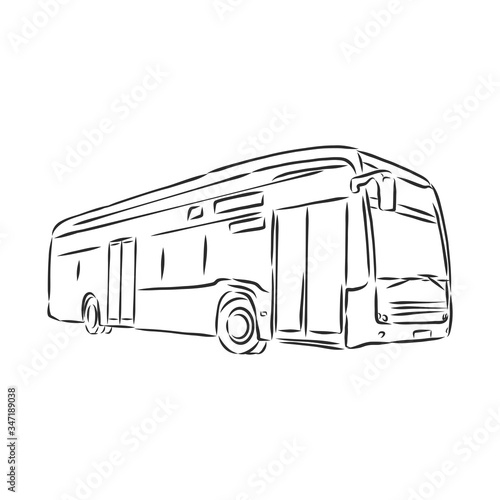 modern bus symbol, outlined vector icon. bus vector sketch illustration