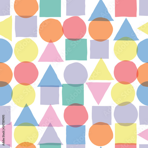 Geometric shapes kaleidoscope mosaic. Vector repeat. Great for home decor, wrapping, scrapbooking, wallpaper, gift, kids, apparel. 