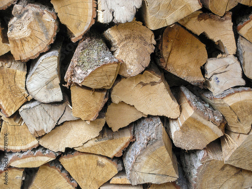 Closeup of a stack of firewood