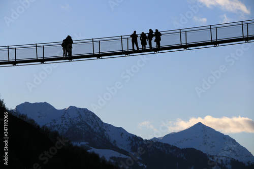 Scenic view of suspension bridge in the sky, Ponte nel cielo in Val Tartano. photo