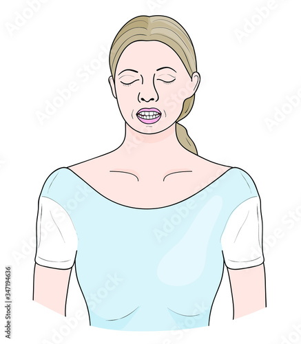 Sheetkari Pranayama: The Hissing Breath. Vector