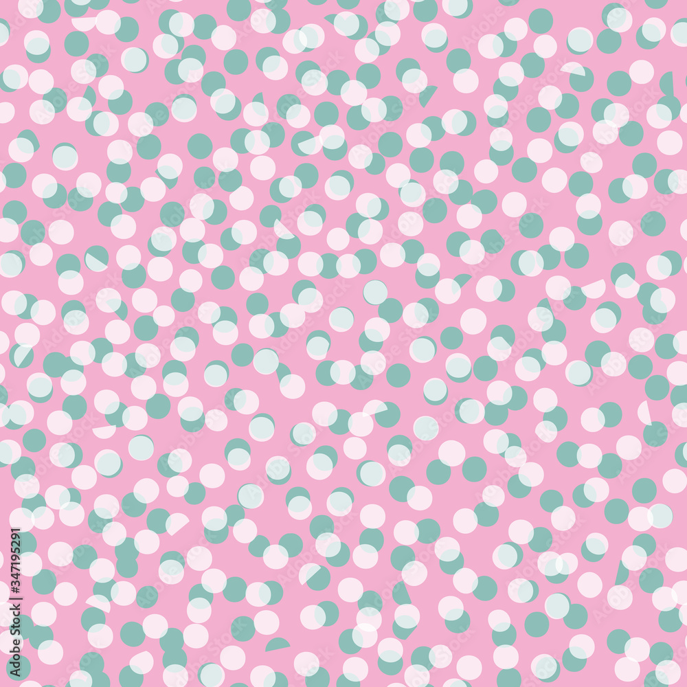 Spotty circular confetti vector polka dot repeat pattern, semi circles. Circle dot seamless pattern, perfect for fashion, home, stationary, kids. 