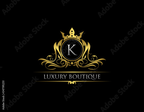 Luxury Royal King K Letter Crest Gold Logo template