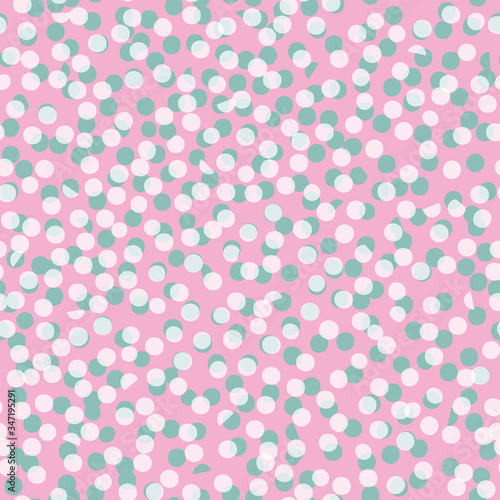 Spotty circular confetti vector polka dot repeat pattern, semi circles. Circle dot seamless pattern, perfect for fashion, home, stationary, kids. 