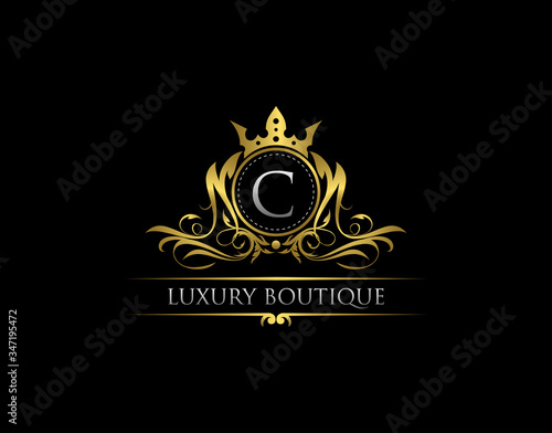 Luxury Royal King C Letter Crest Gold Logo template