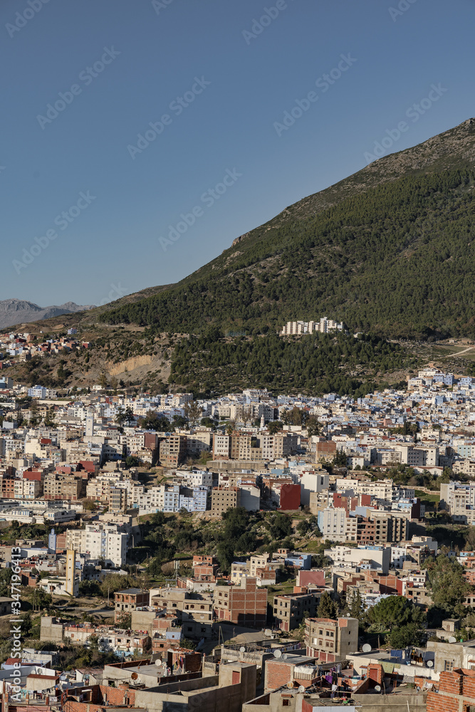 panoramic view of the blue city in the Arab country