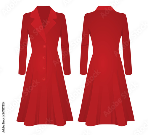 Woman red coat. vector illustration
