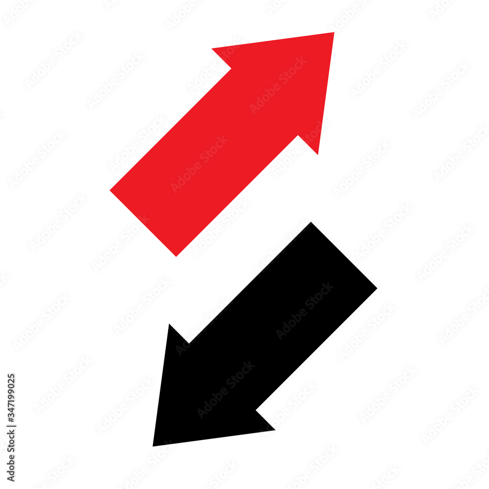 Two way arrows up and down directions opposite. Vector illustration. Two way arrows up and down directions opposite. Vector illustration.