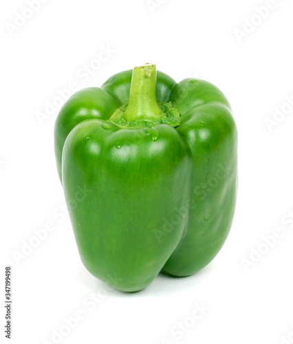 Fresh green pepper isolated on white background