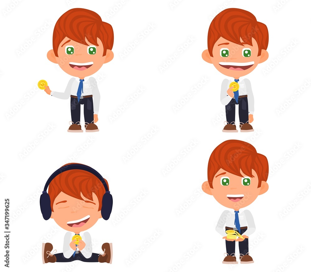 redhead office worker with money in hands.vector redhead office worker with money in hands.vector