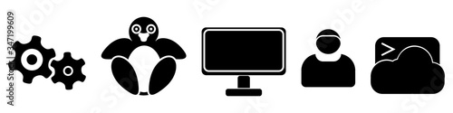 Photography Linux system flat icons. simple flat style vector