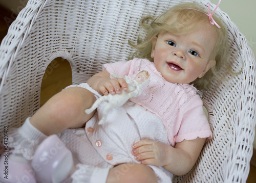 Bild auf Leinwand Cute handmade reborn baby doll