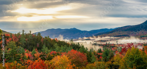 Photos Sugar Hill Scenic Vista in Autumn at sunrise on the Kancamagus Scenic Highway -