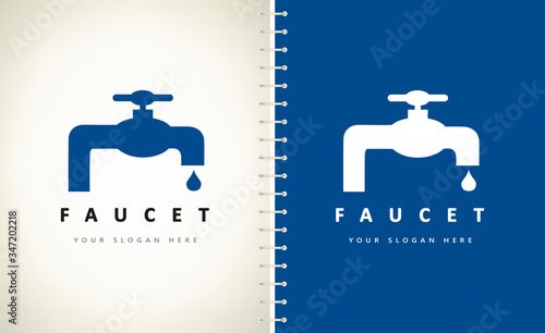 Faucet. Water tap and drop of water logo vector design.