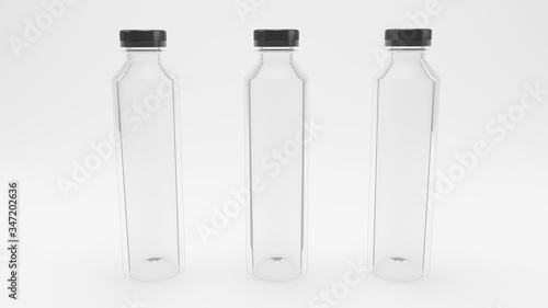 3d rendered high resolution transparent triple white bottle with clear background for creating 