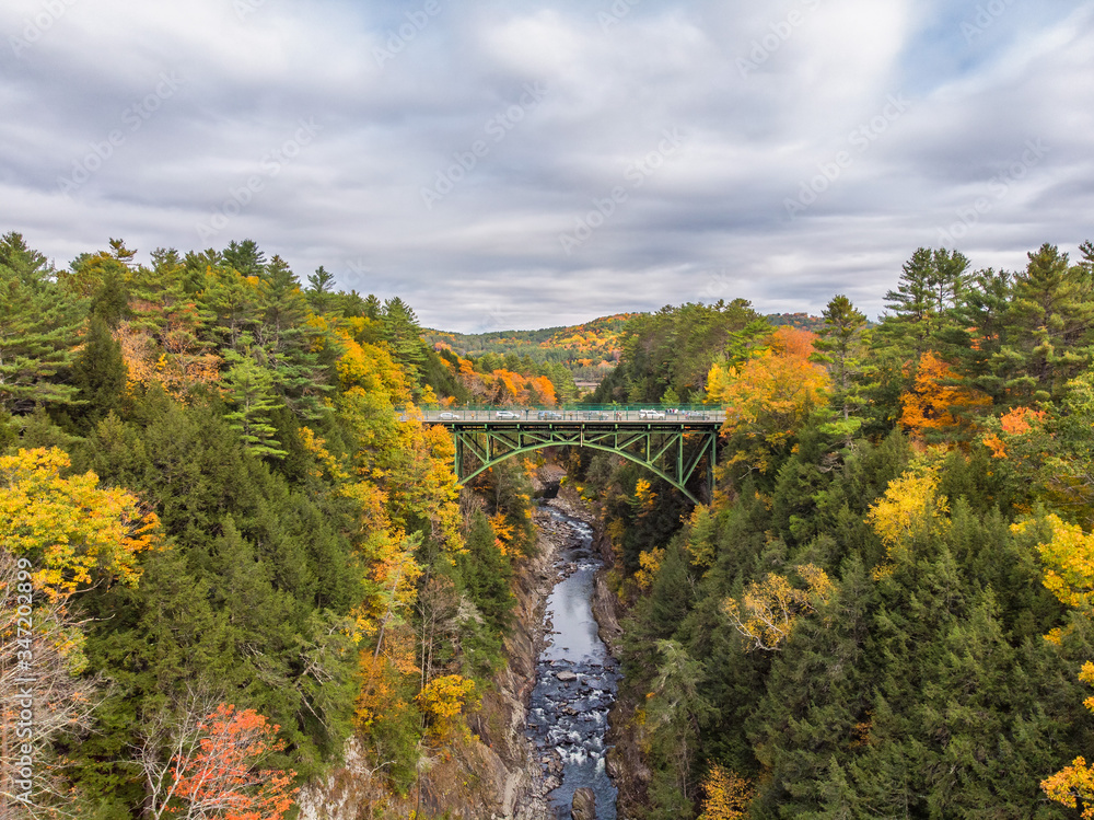 Quechee Gorge in Autumn near Woodstock Vermont