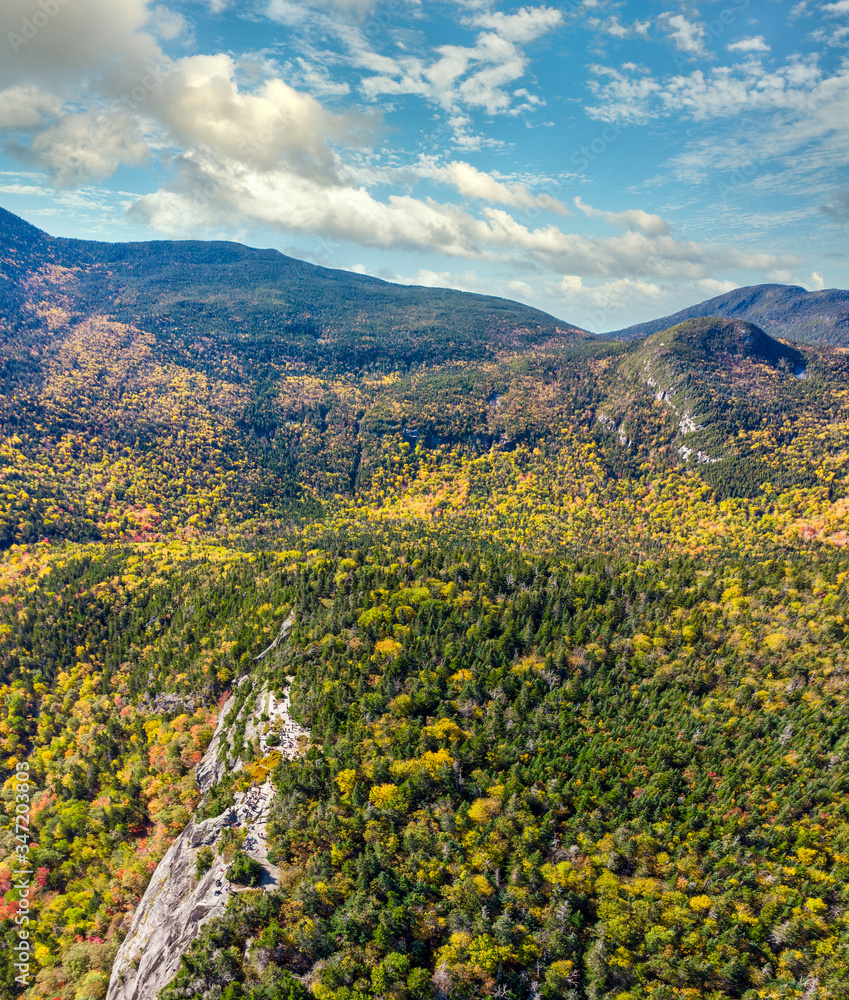 Autumn Drone view of Mount Willard in the White Mountain National Forest - Crawford Notch