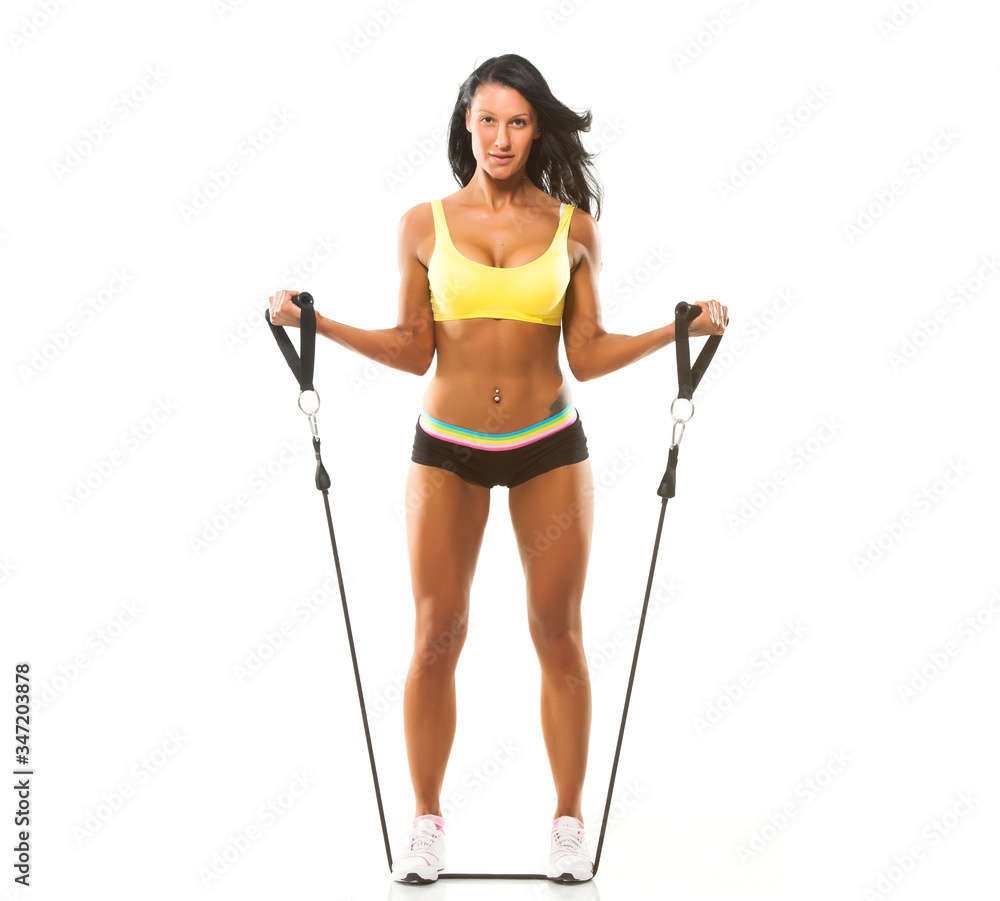 Fitness Woman Exercise With Resistance Band