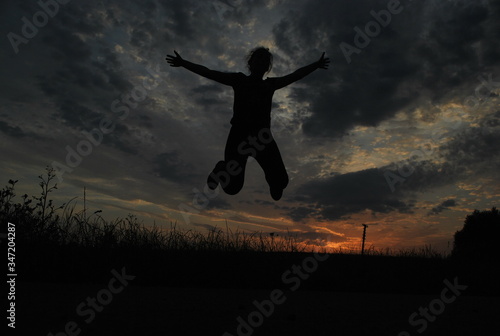 happy young man jumping