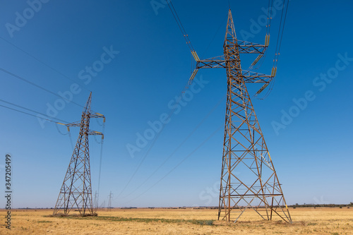 Steel pylons for electricity power lines in Africa photo