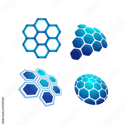 Set of graphene vector design elements, Wireframe structure of carbonic nano materials