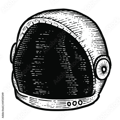 Black and White Astronaut engraving Vector design