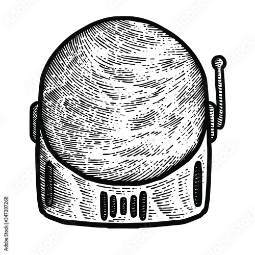 Black and White Astronaut engraving Vector design